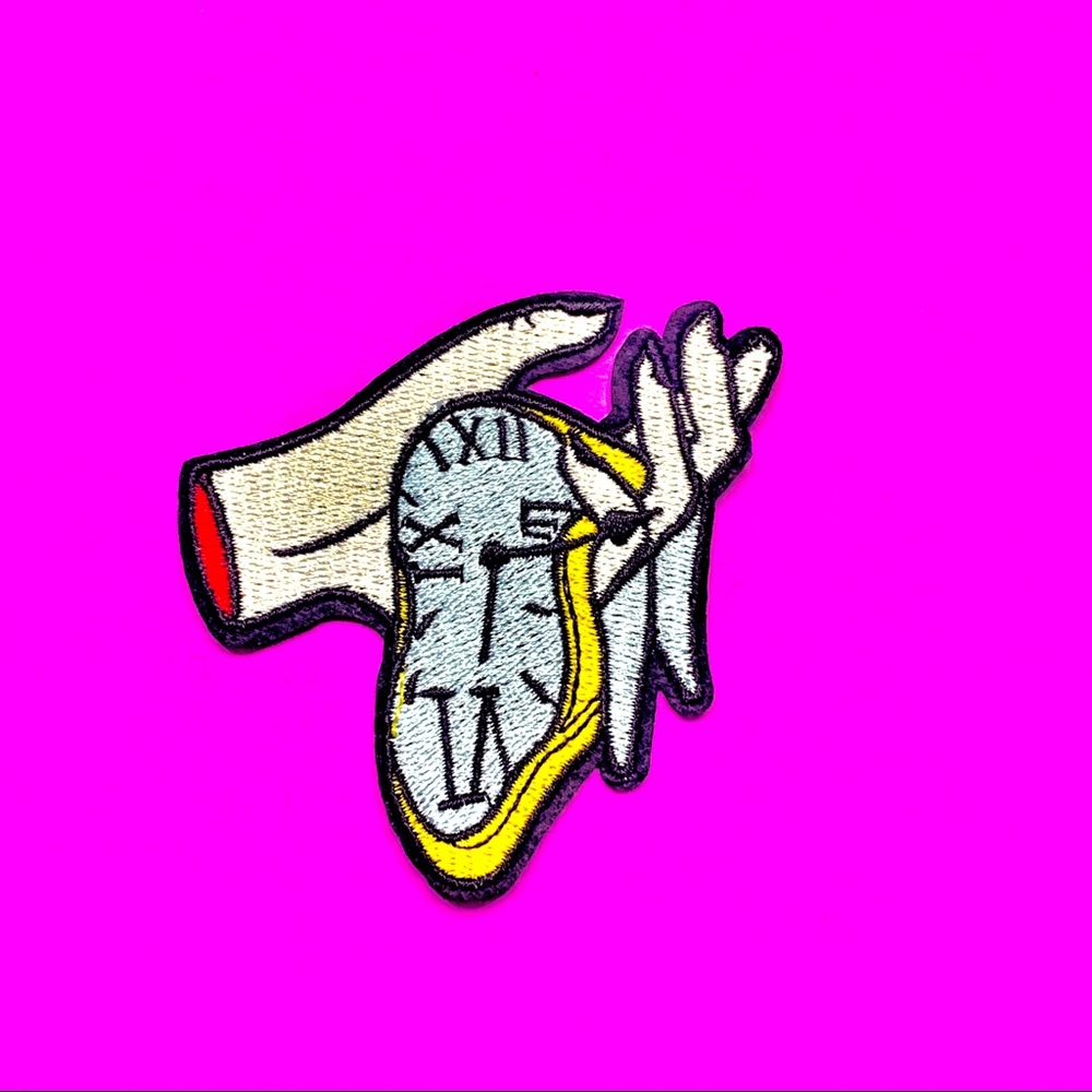 Salvador Dali melting clock hand surrealism patch